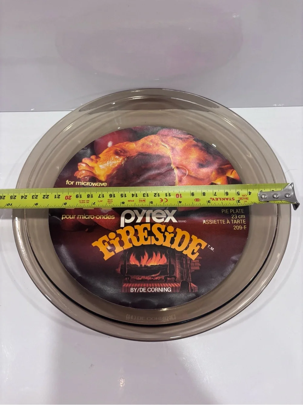 Vintage Pyrex Fireside Brown Glass Pie Plate - Brown new with label